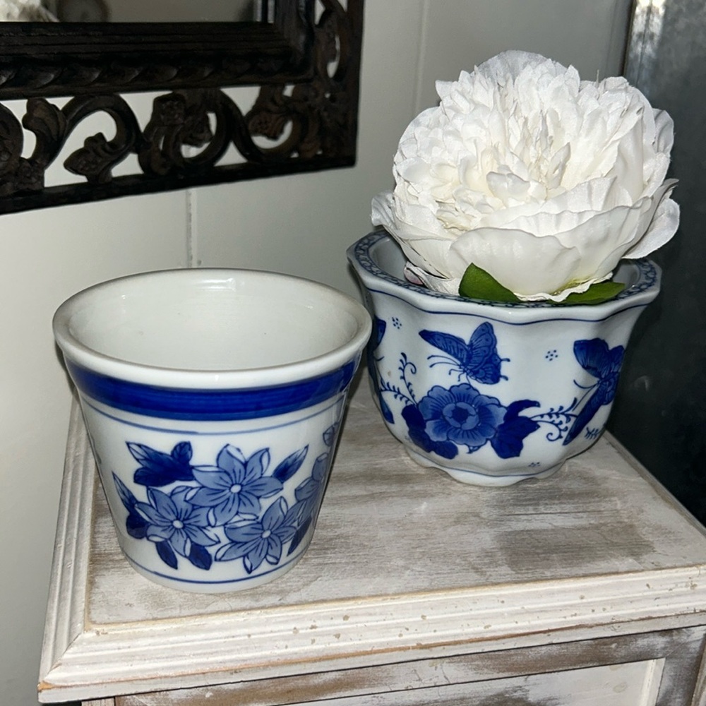 Blue and White Planters